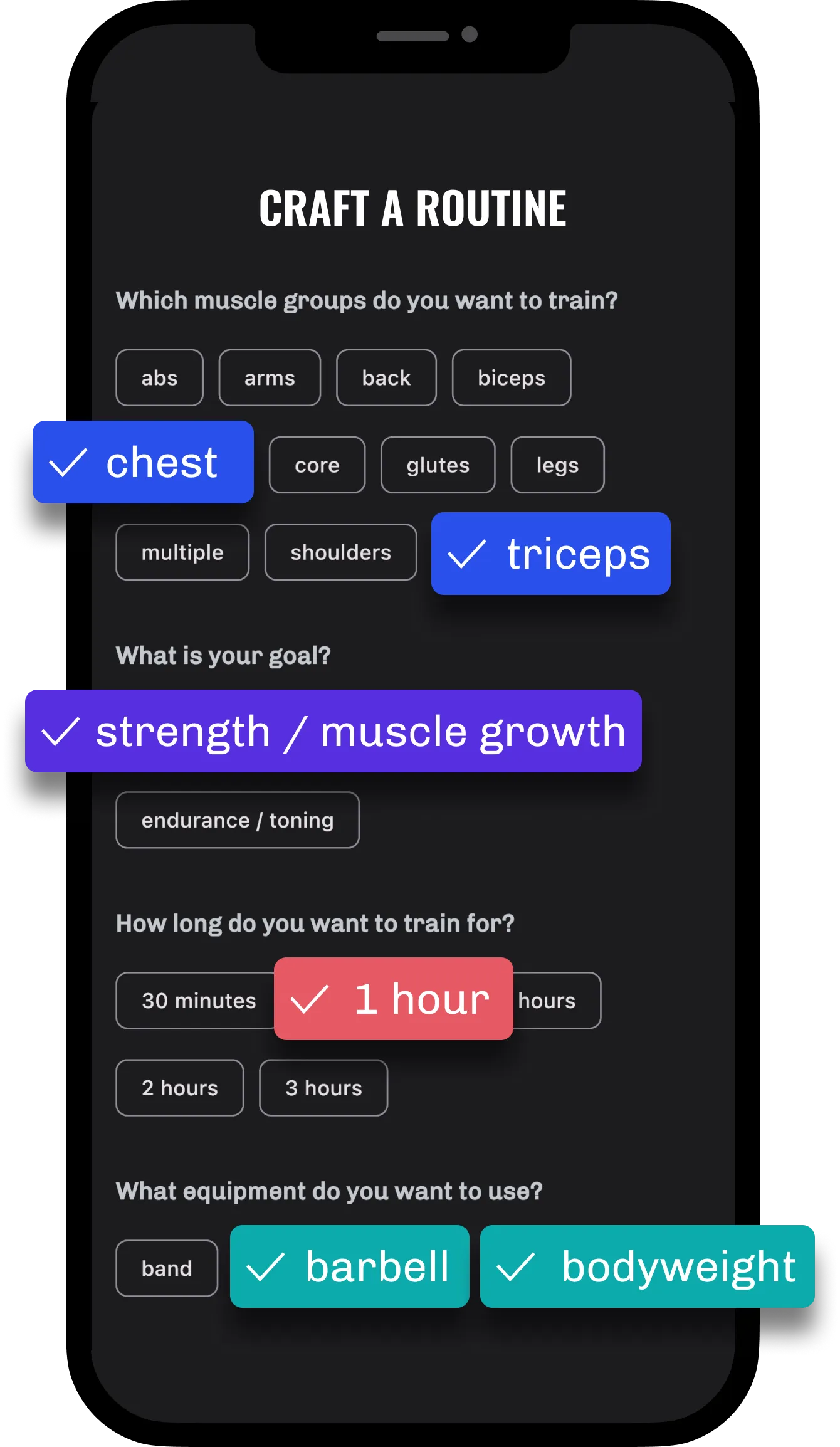 Legend - Routine generator alt text